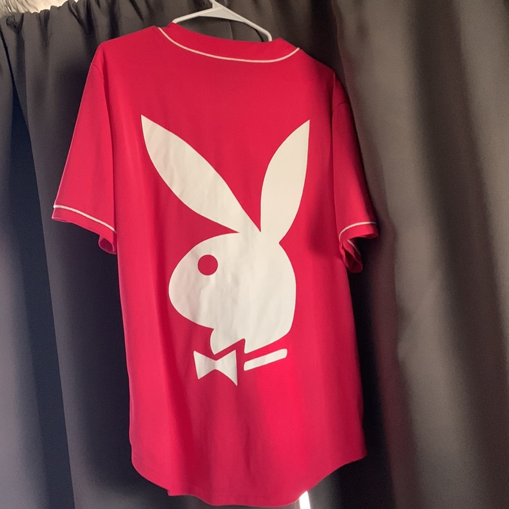 Pink playboy jersey. Size medium has buttons.Very cute !! - Picture 2 of 4